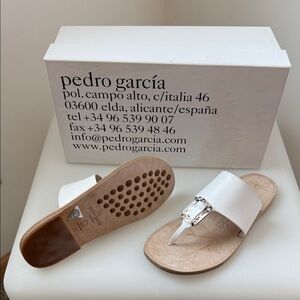 Pedro Garcia Crystal-Embellished White Sandals